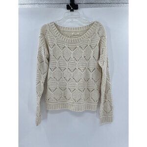 JJ Basics Women’s Open Knit‎ Ivory Long Sleeve Size Small